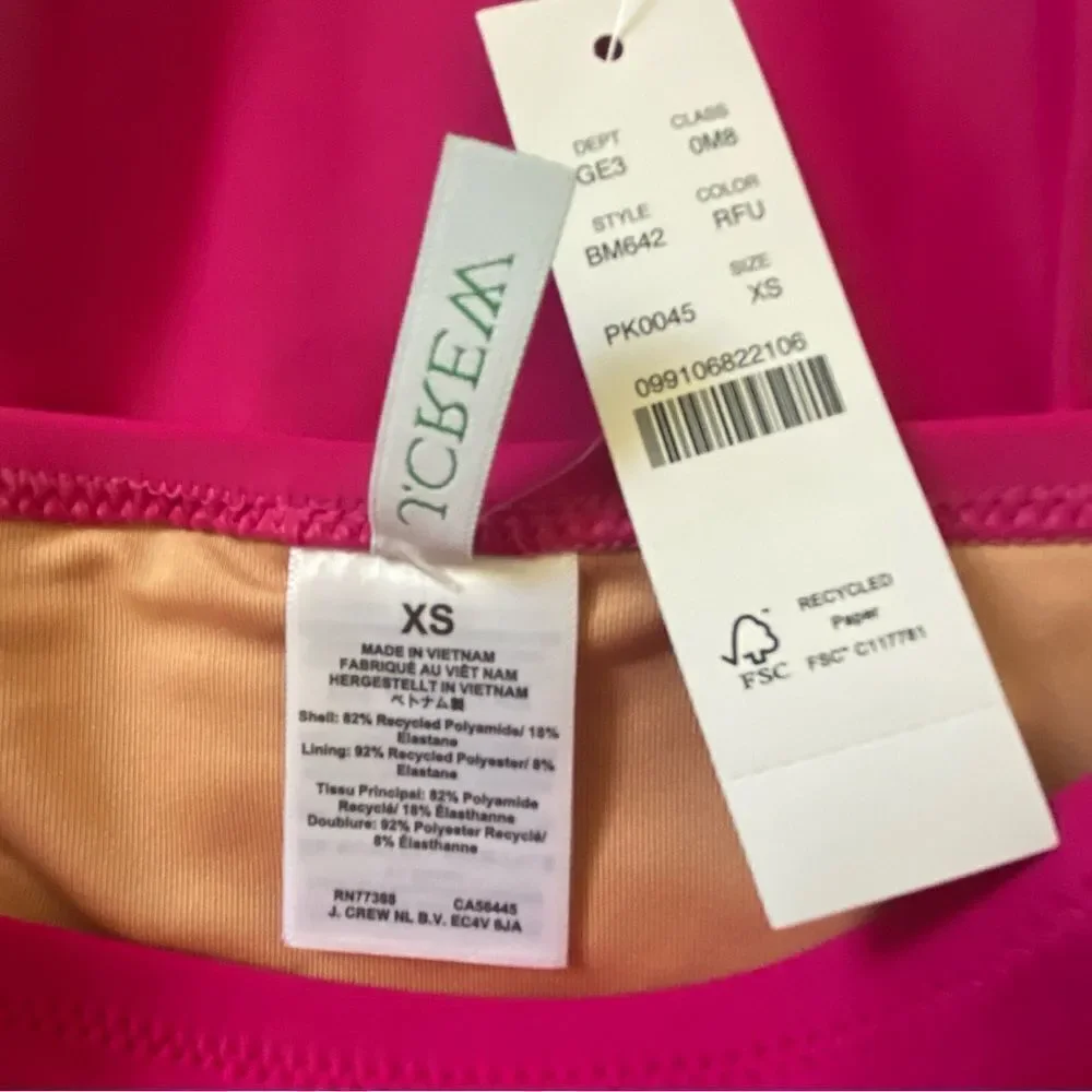 J Crew Radiant Fuchsia Hallie High Rise Bikini Bottom Sz XS NWT