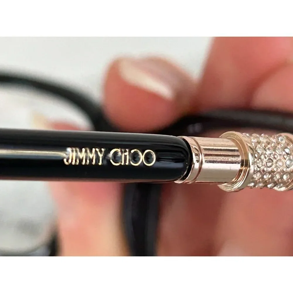 NWB Jimmy Choo Women's Black Gold Crystals Acetate Designer Cat Eye Glasses‎