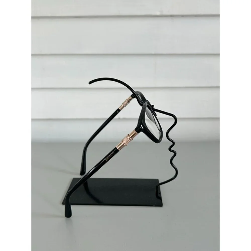 NWB Jimmy Choo Women's Black Gold Crystals Acetate Designer Cat Eye Glasses‎