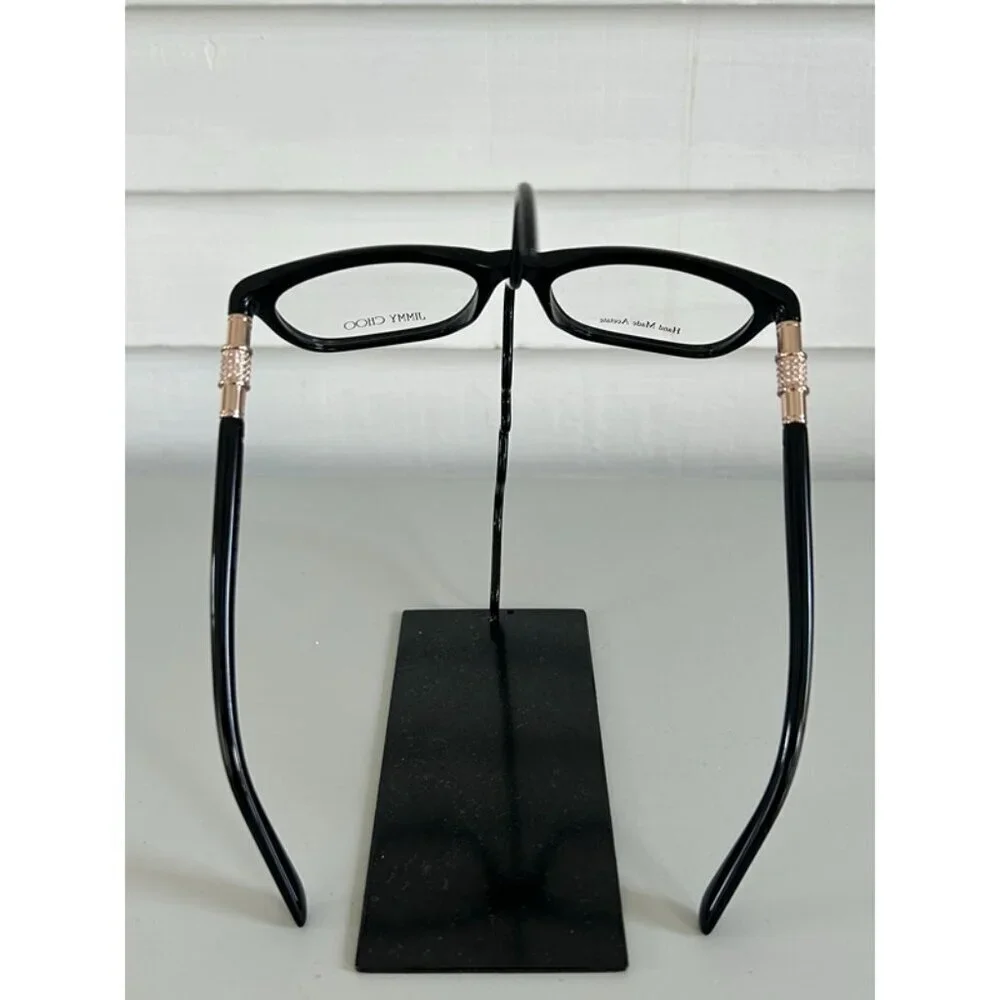 NWB Jimmy Choo Women's Black Gold Crystals Acetate Designer Cat Eye Glasses‎