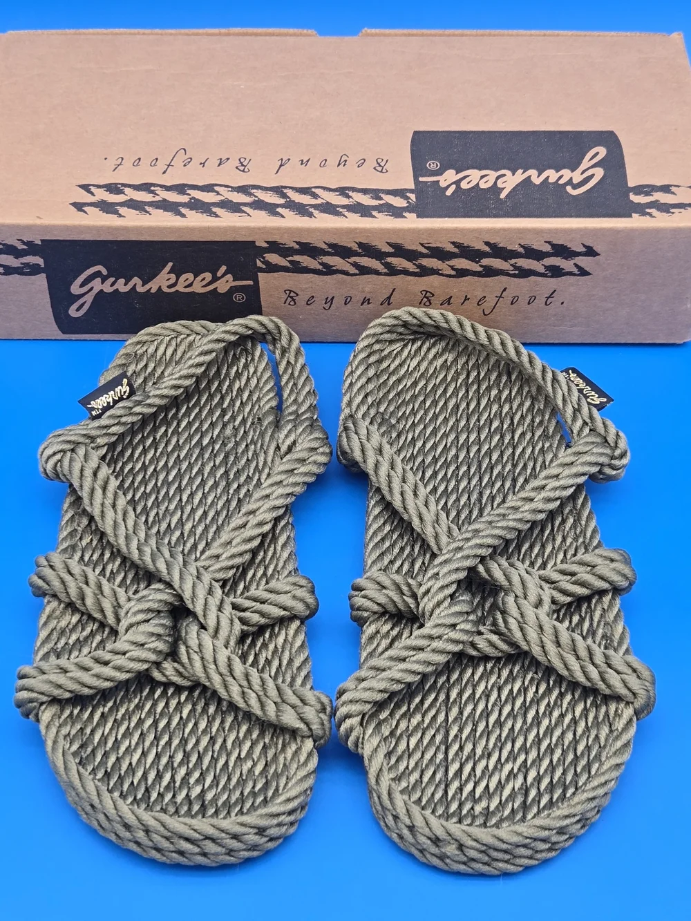 Gurkees Barbados Olive Rope Slide Sandals