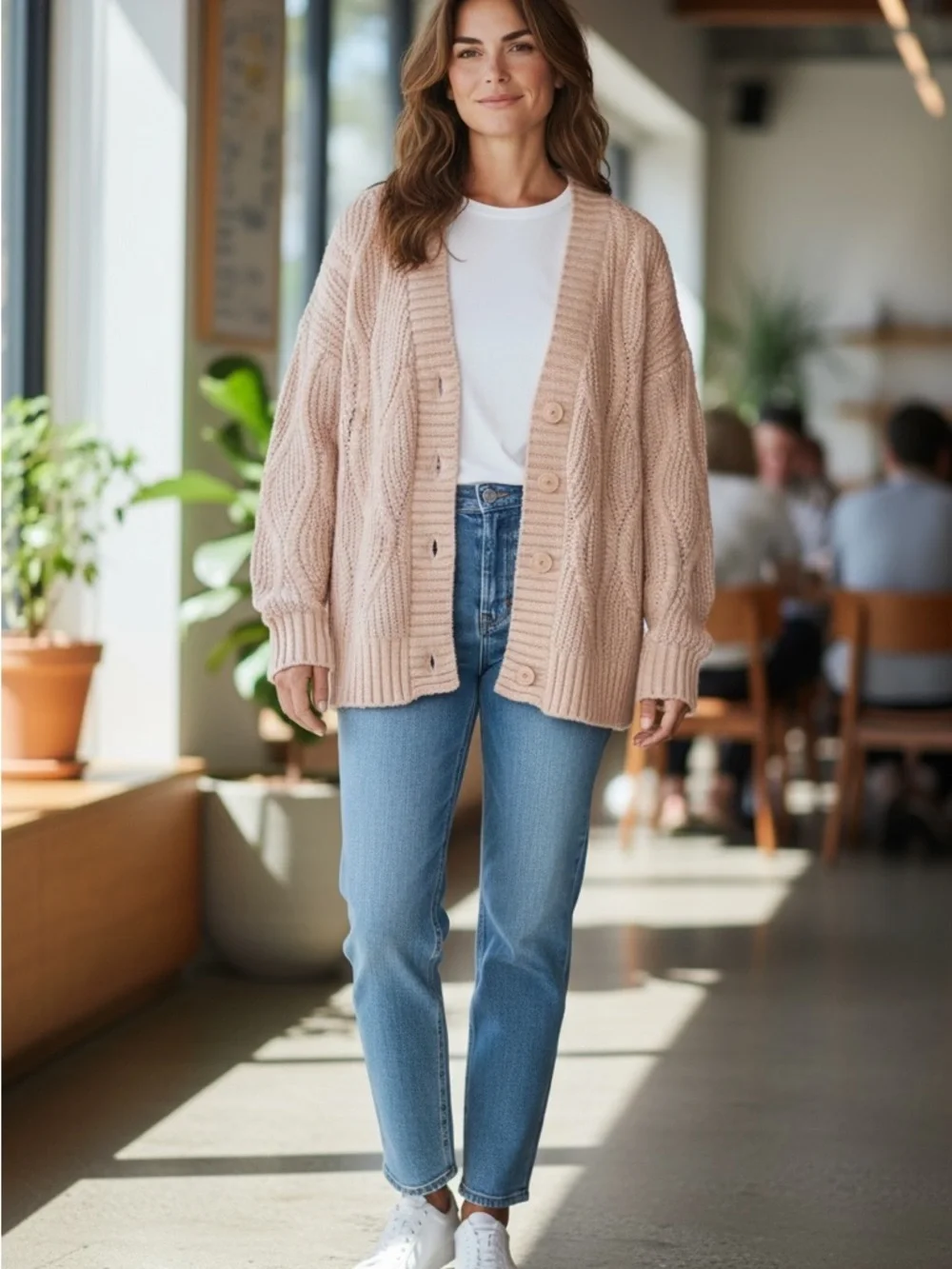 Universal Thread Cozy Cable-Knit Button Cardigan Sweater - Blush Size XL