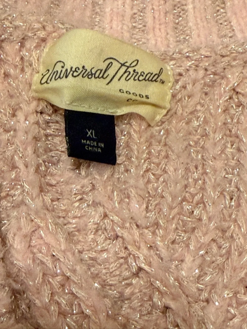 Universal Thread Cozy Cable-Knit Button Cardigan Sweater - Blush Size XL