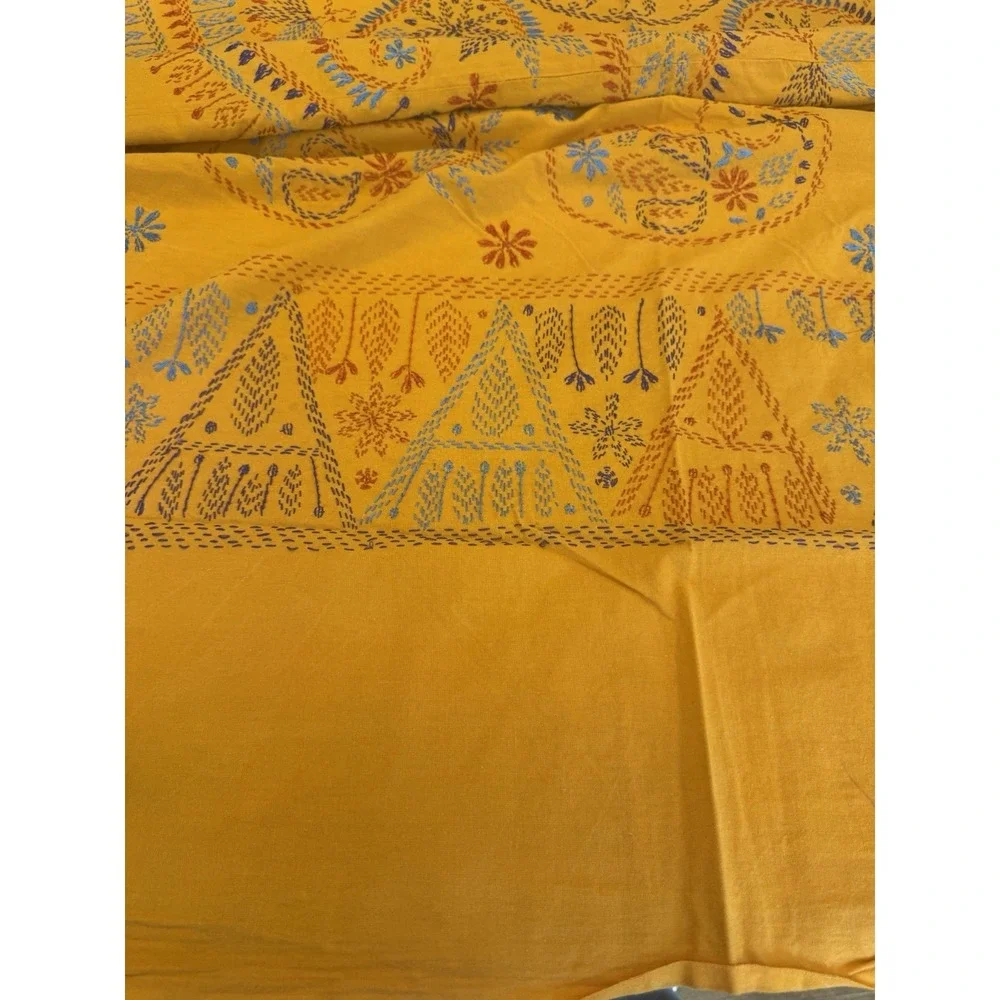 Handmade Indian Kantha Cotton Bedspread Coverlet 83x94 2 Pillowcases Boho