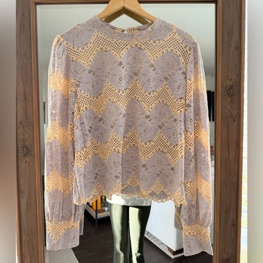 Anthropologie Dolan Left Coast Lace Mock Neck Blouse