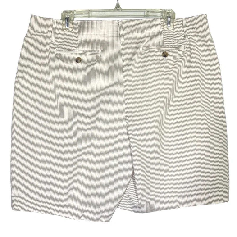 Kim Rogers Women's Plus size 18 tan cream stripe pattern 4 pocket shorts