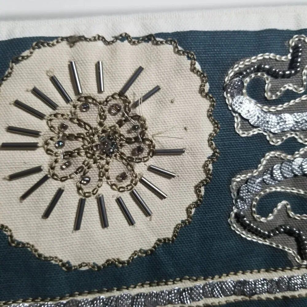 Bundle of Z Gallerie Green/Cream Embellished Pillow Covers
