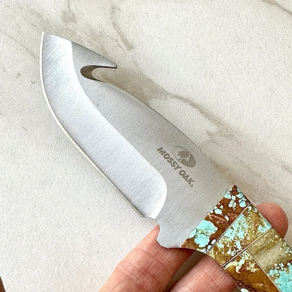 Native Amer Navajo Knife Number 8 Mine Turquoise Francisco Tanto Gut Hook Mosaic