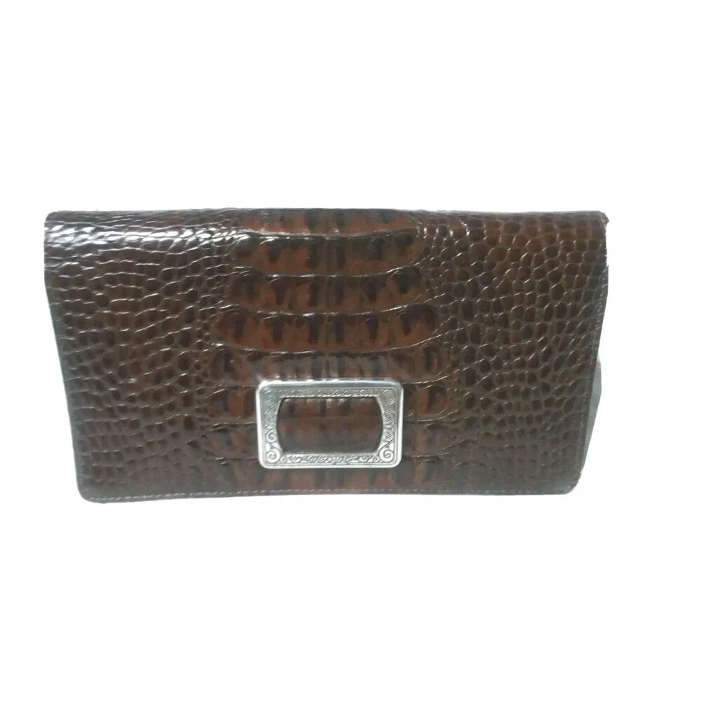 Vintage Brighton Croco Embossed Wallet Organizer Large Brighton Clutch Purse