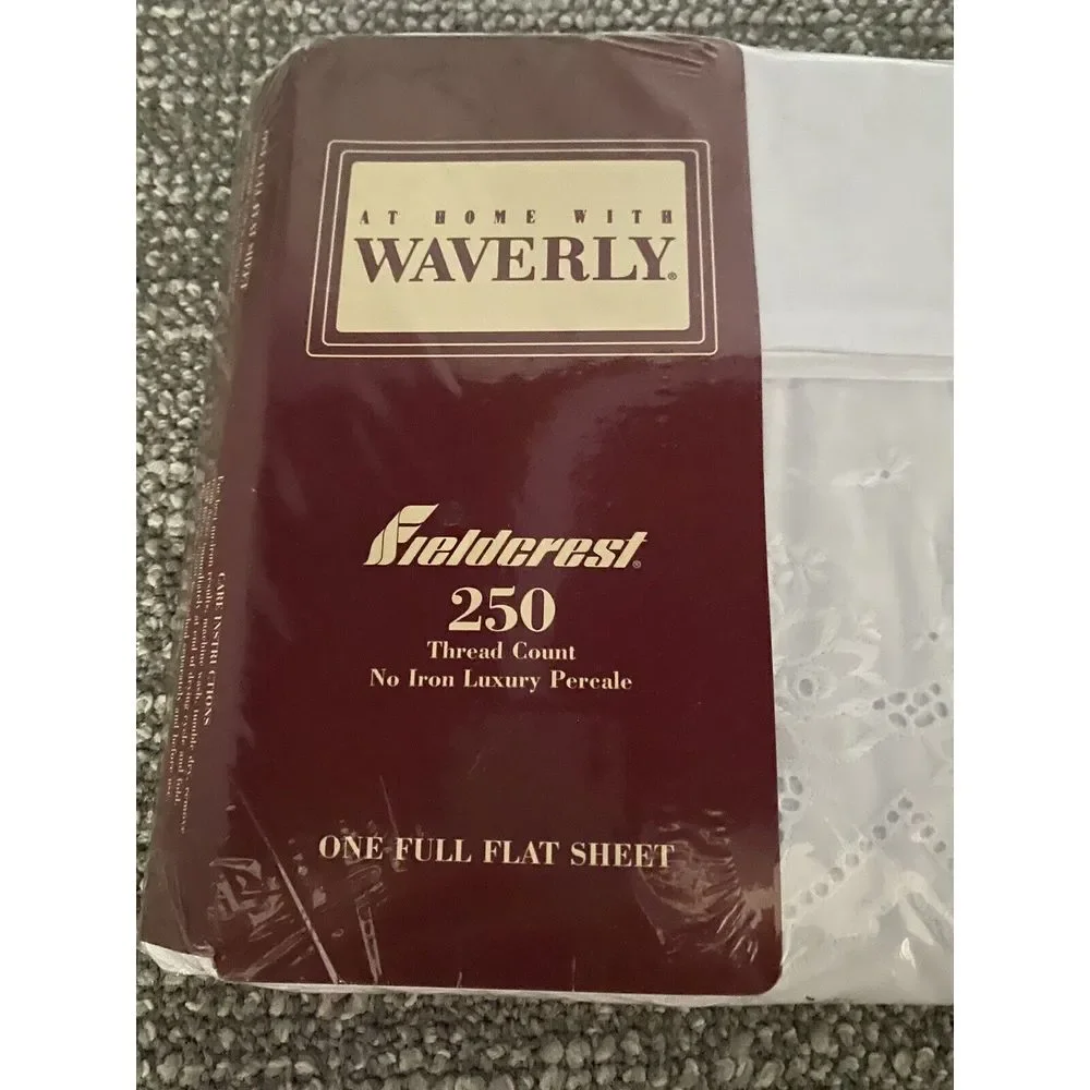 Fieldcrest‎ Cannon VTG Sheet Waverly Non Iron Percale Lace White Sheet Full HG1