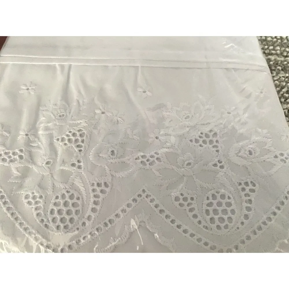 Fieldcrest‎ Cannon VTG Sheet Waverly Non Iron Percale Lace White Sheet Full HG1