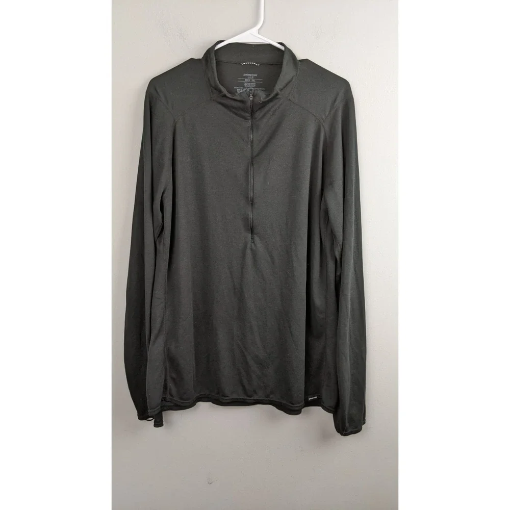 Patagonia Mens XXL Black 1/4 Zip‎ Lightweight Pullover Shirt Hiking Outdoor
