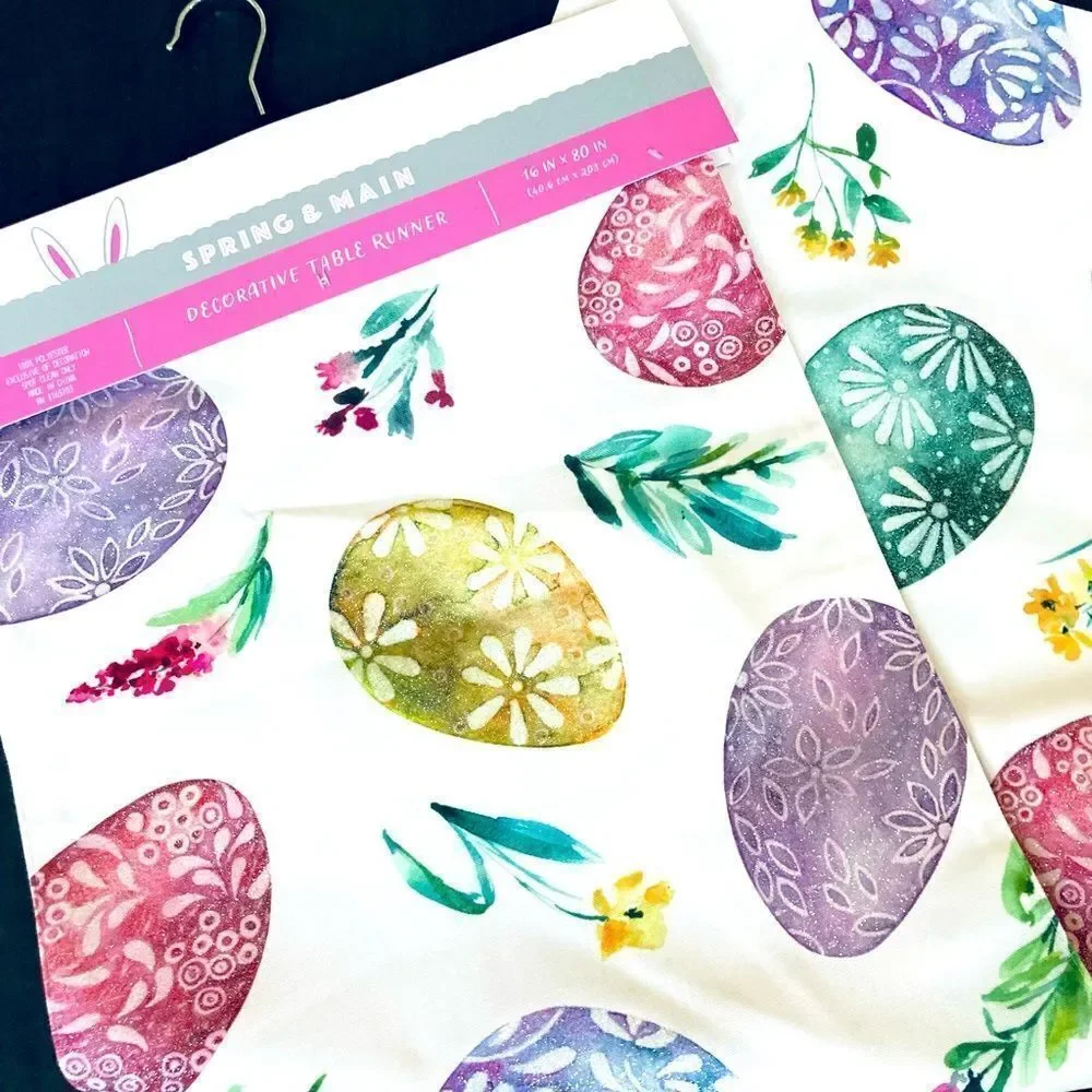 Easter Egg Pastel Multicolor Spring Table Runner Decor