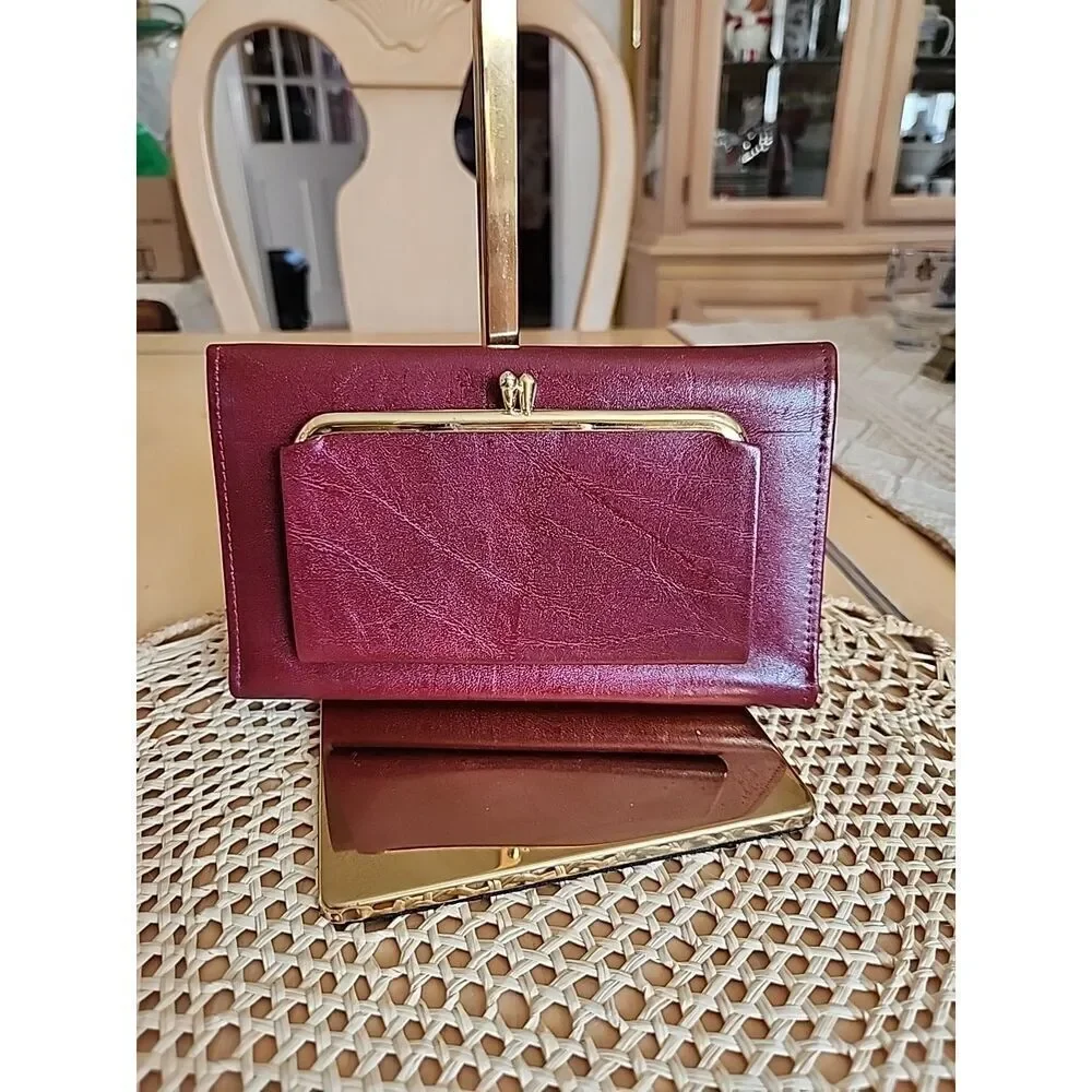 Vintage Prince Gardner Cowhide Kiss lock Maroon  Wallet Checkbook