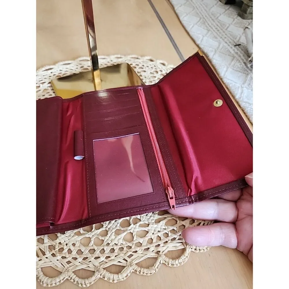 Vintage Prince Gardner Cowhide Kiss lock Maroon  Wallet Checkbook