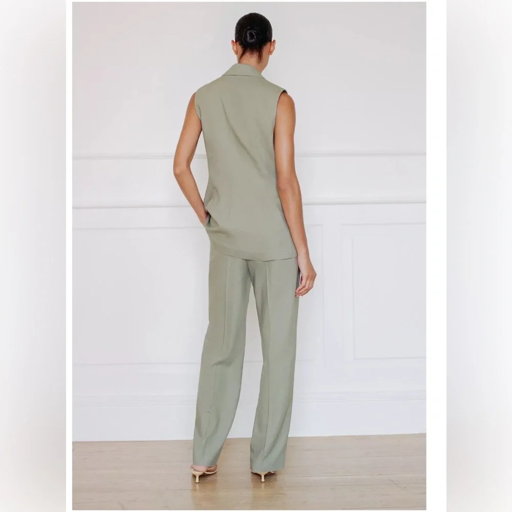 Zara STRAIGHT LEG LINEN PANTS light‎ khaki