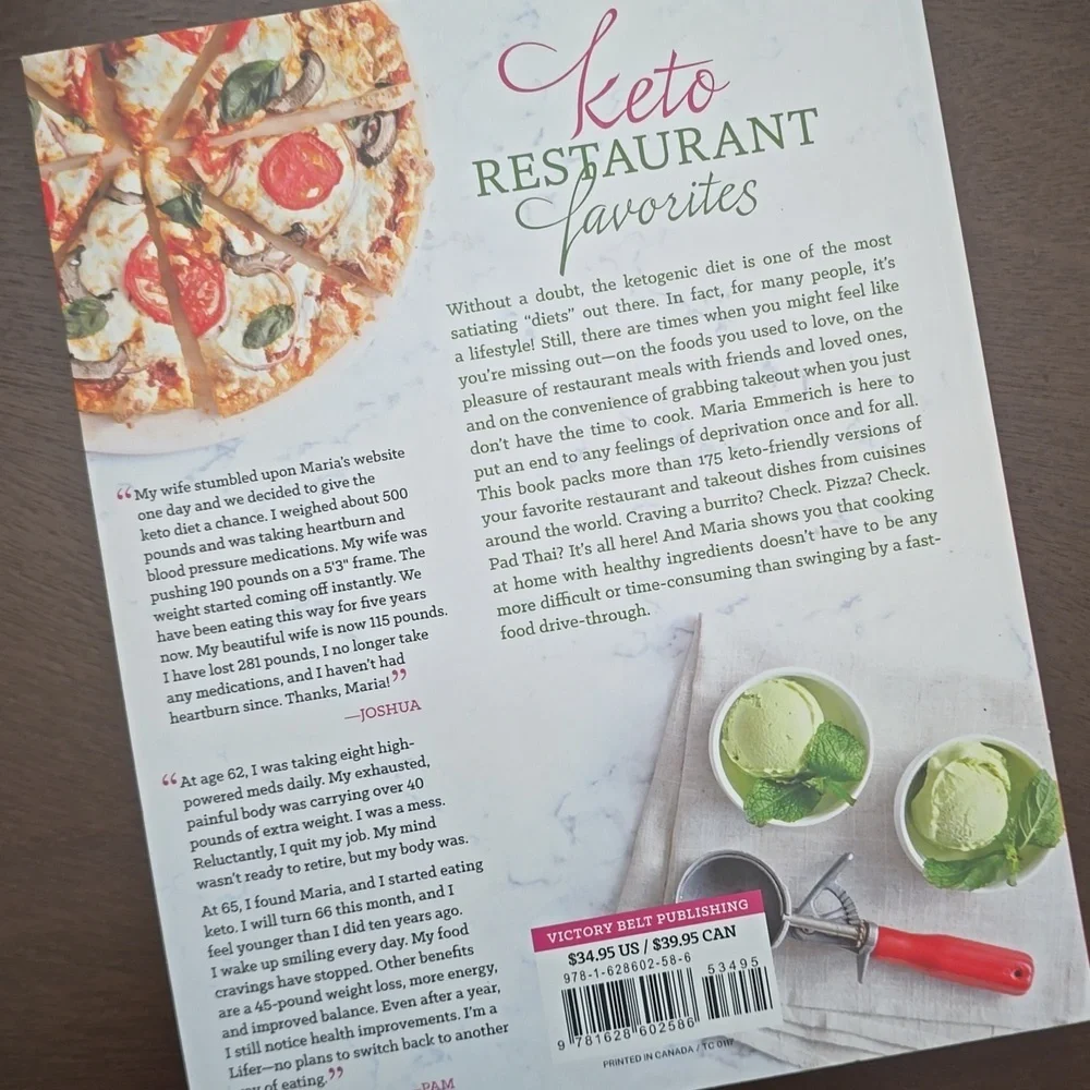 KETO RESTAURANT FAVORITES Softcover Recipe Book Maria Emmerich Fast Fresh Health