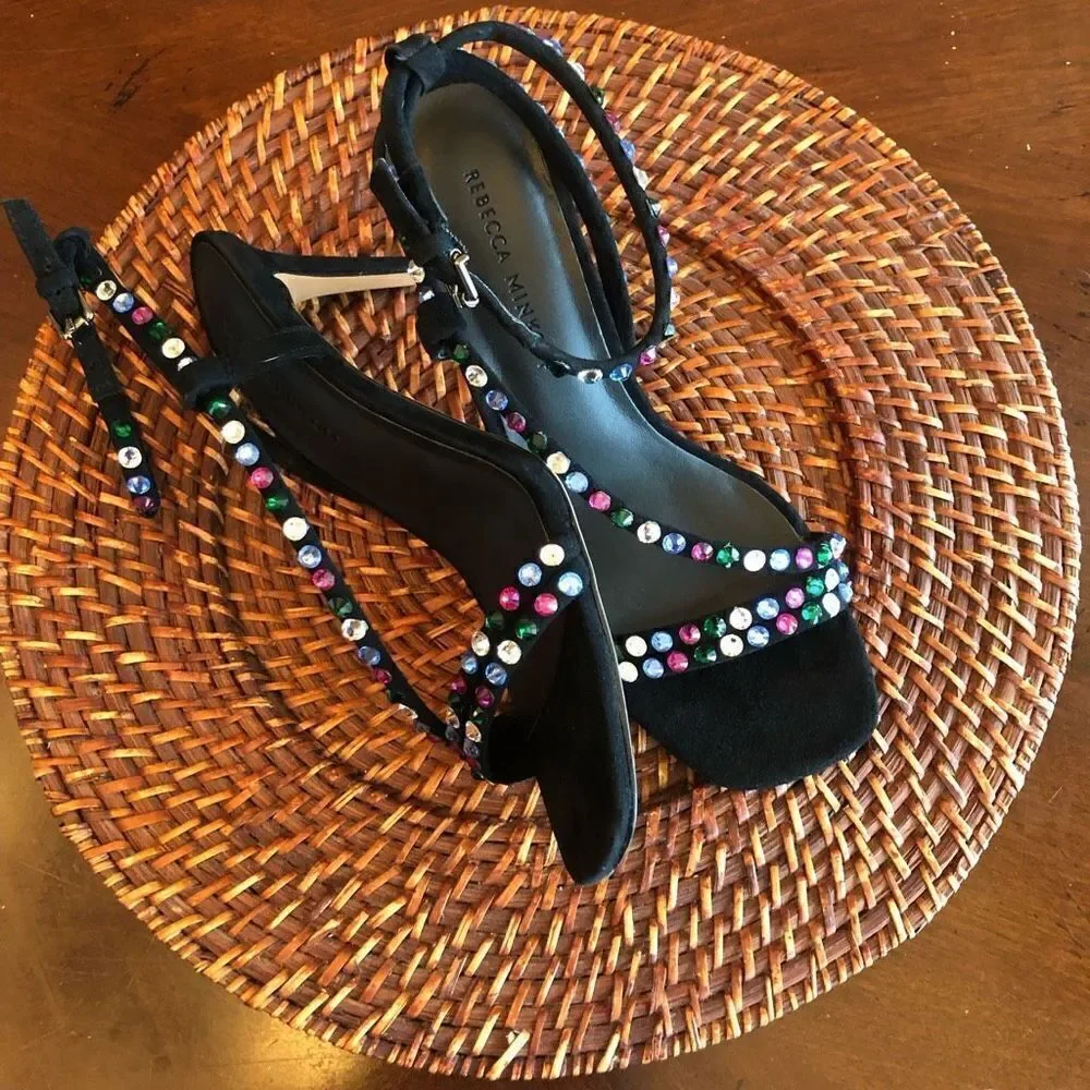 REBECCA MINKOFF - 🎉HP🎉 L Sz 6.5 (37) Nanine Suede & Crystal 3” Heels NEW IN BOX!