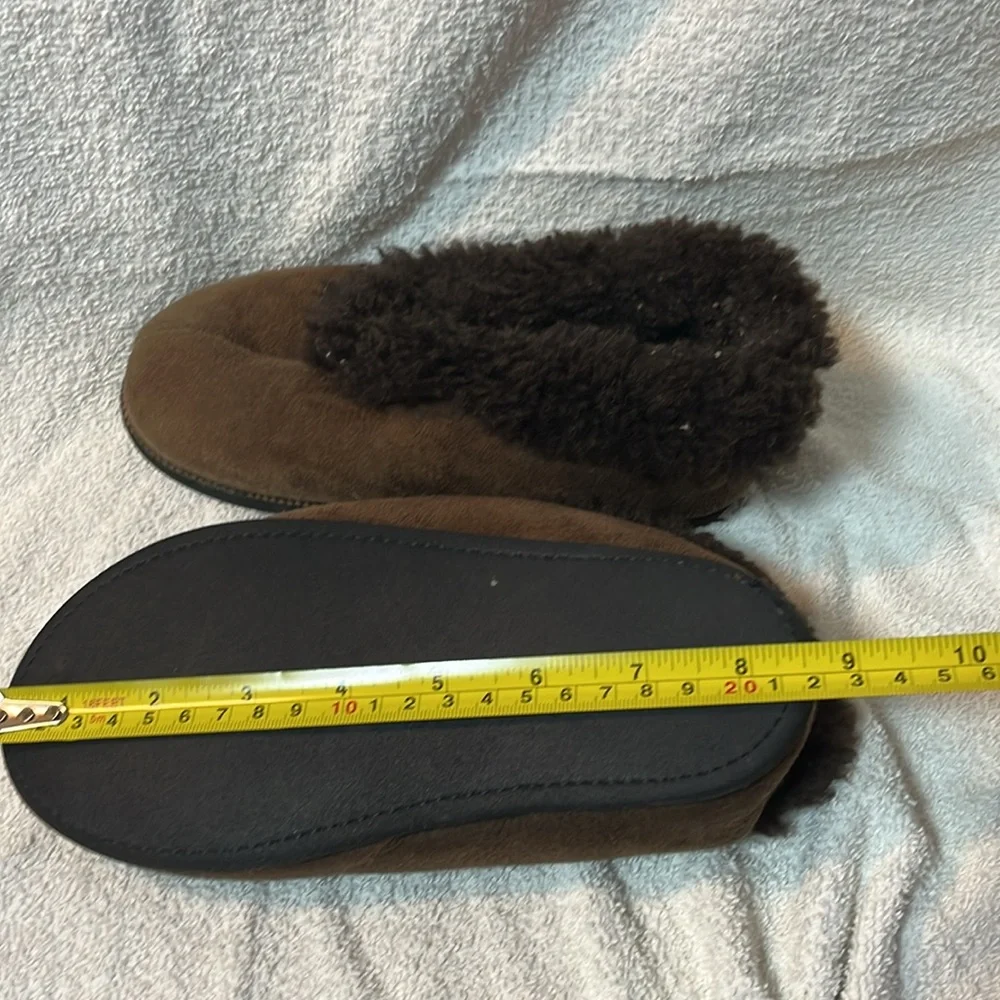 Kids handcrafted chocolate brown sheepskin slippers that fits sizes 2-3