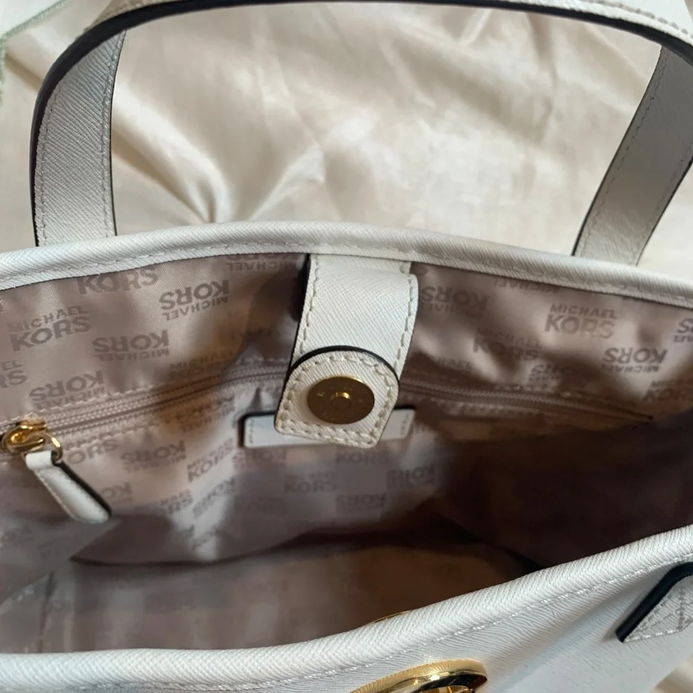 Michael Kors White Small Leather Tote Handbag