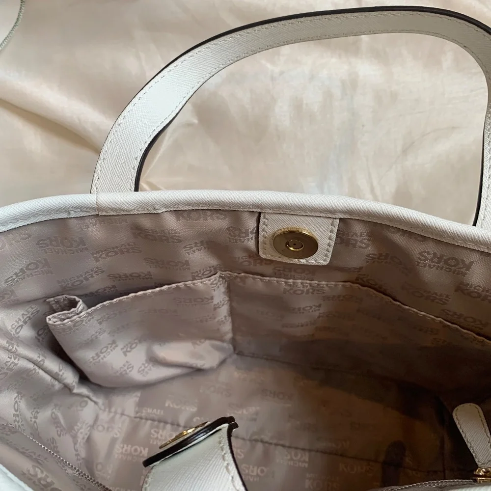 Michael Kors White Small Leather Tote Handbag