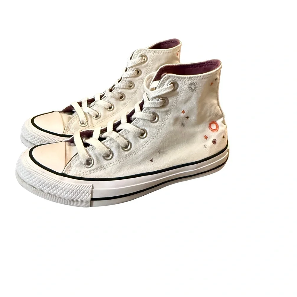Converse “You Are On The Right Path” Women's White Embroidered High-Top Sneakers