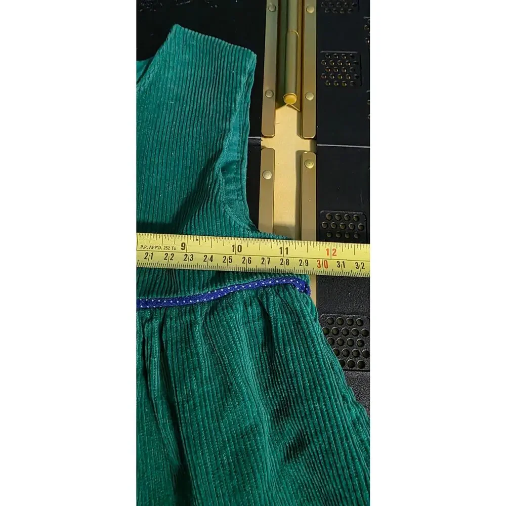 Vintage Girl's Green Corduroy‎ Jumper Dress ABC Back to School 4t