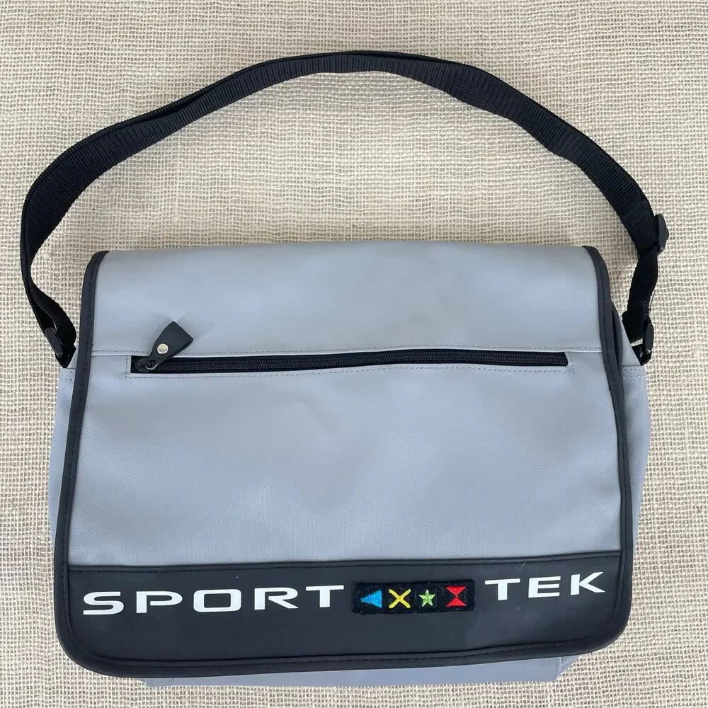 Sport Tek Nylon Crossbody Messenger Transit Bag Vintage 90's y2k,‎ Gray Black