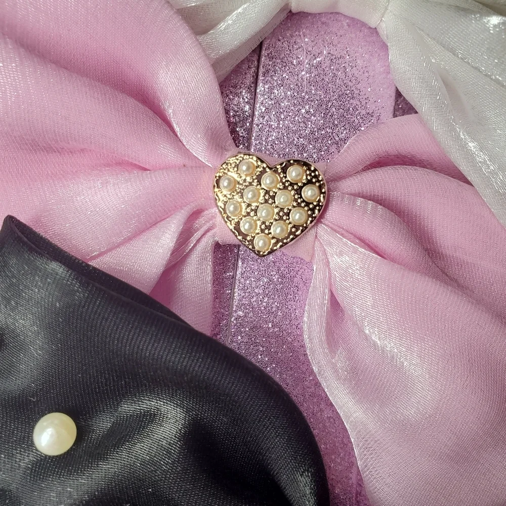NWT Capelli New York Girls Pearl-Embellished 3pc Bow Set - White, Pink, Black