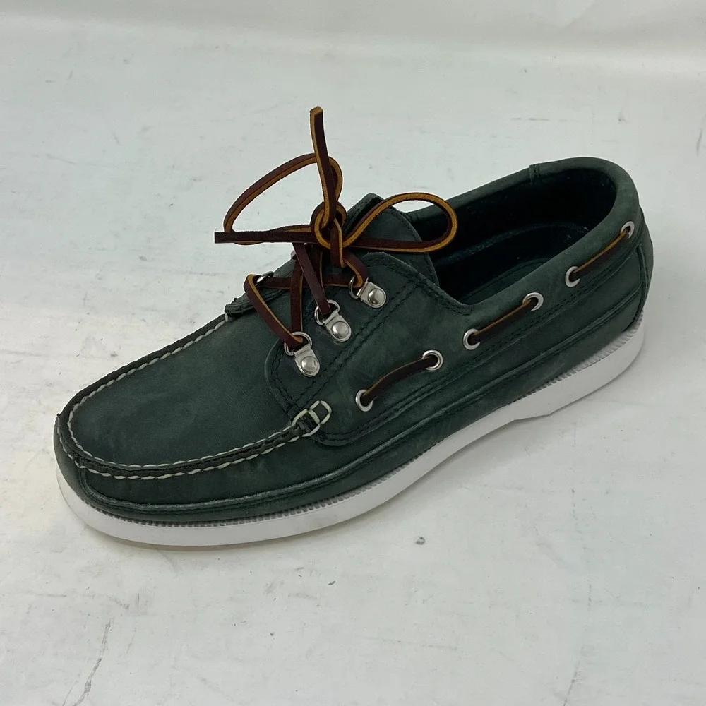 Polo Sport‎ Ralph Lauren Boat Shoes Loden Leather Moc Toe Green Men's 8D VTG NEW