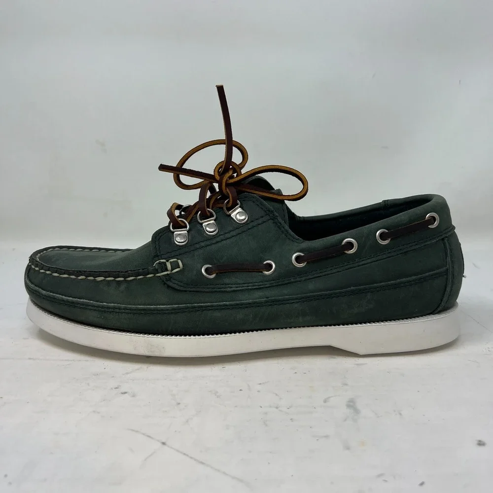 Polo Sport‎ Ralph Lauren Boat Shoes Loden Leather Moc Toe Green Men's 8D VTG NEW