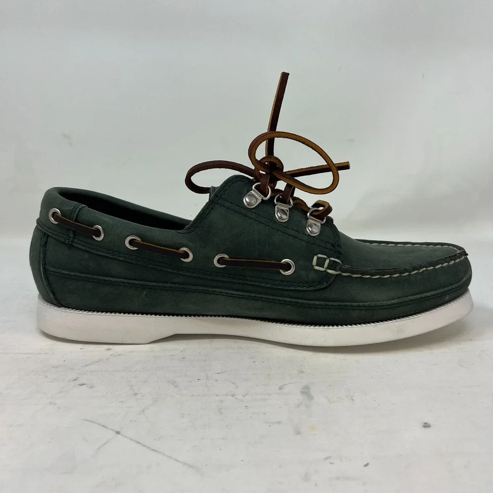 Polo Sport‎ Ralph Lauren Boat Shoes Loden Leather Moc Toe Green Men's 8D VTG NEW