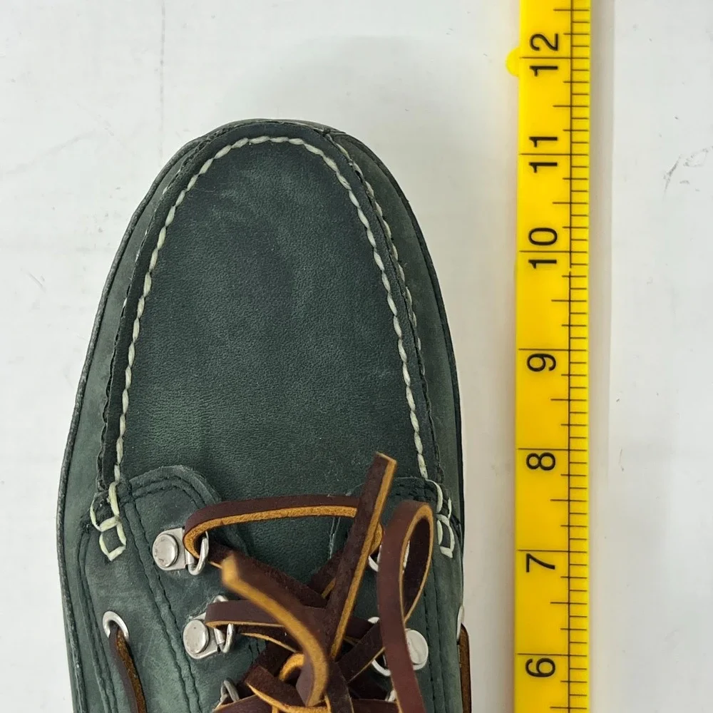 Polo Sport‎ Ralph Lauren Boat Shoes Loden Leather Moc Toe Green Men's 8D VTG NEW