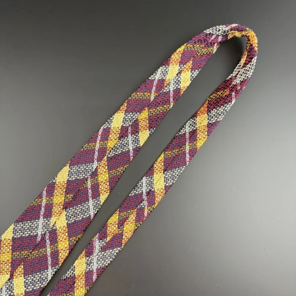 Paul Smith London Silk Tie Woven Plaid Check Multi Color Red Yellow Blue England