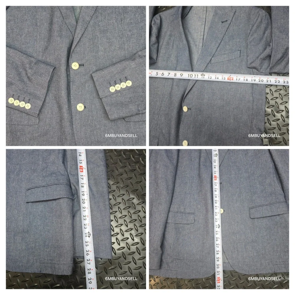 Flynt Mens Wayne Blue Cotton Linen Blend 2 Button Blazer Sport Coat Size 44L‎