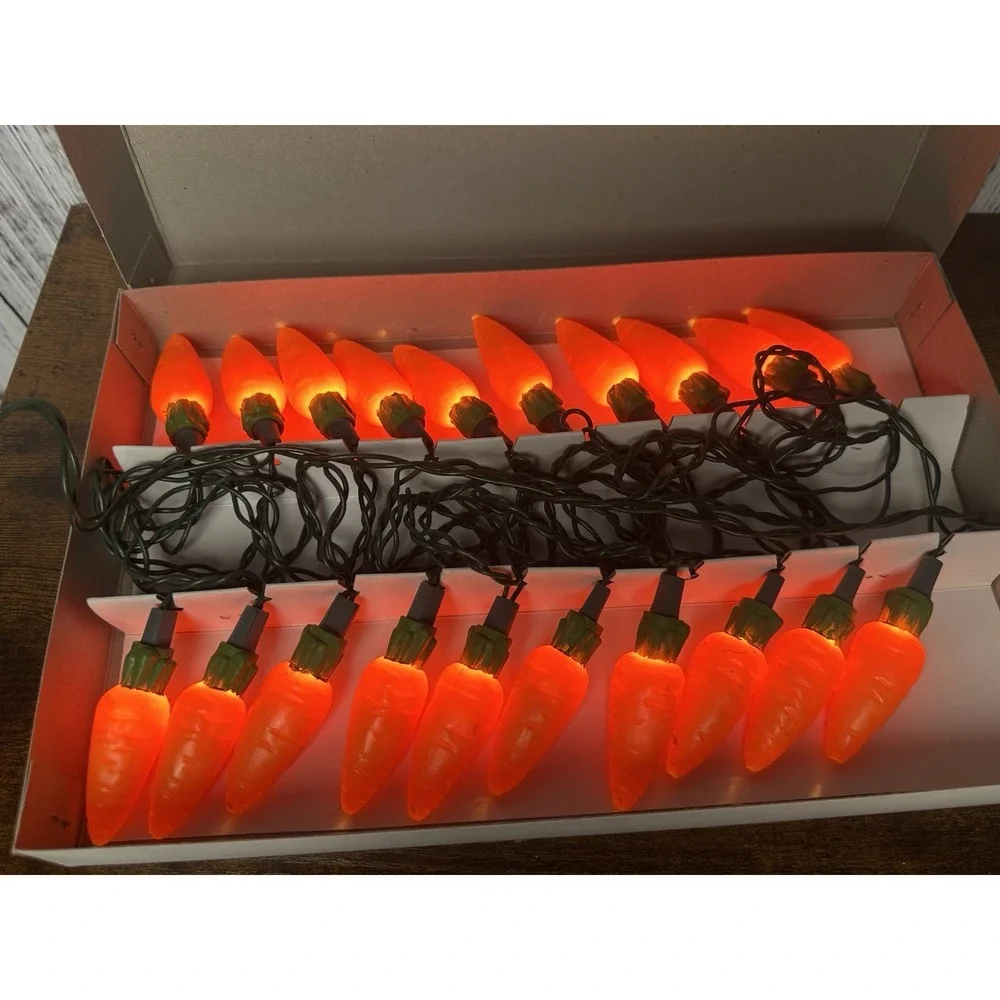 Easter Carrot Lights 20ct Frank's Nursery Crafts‎ Vintage 1990 Indoor Use New