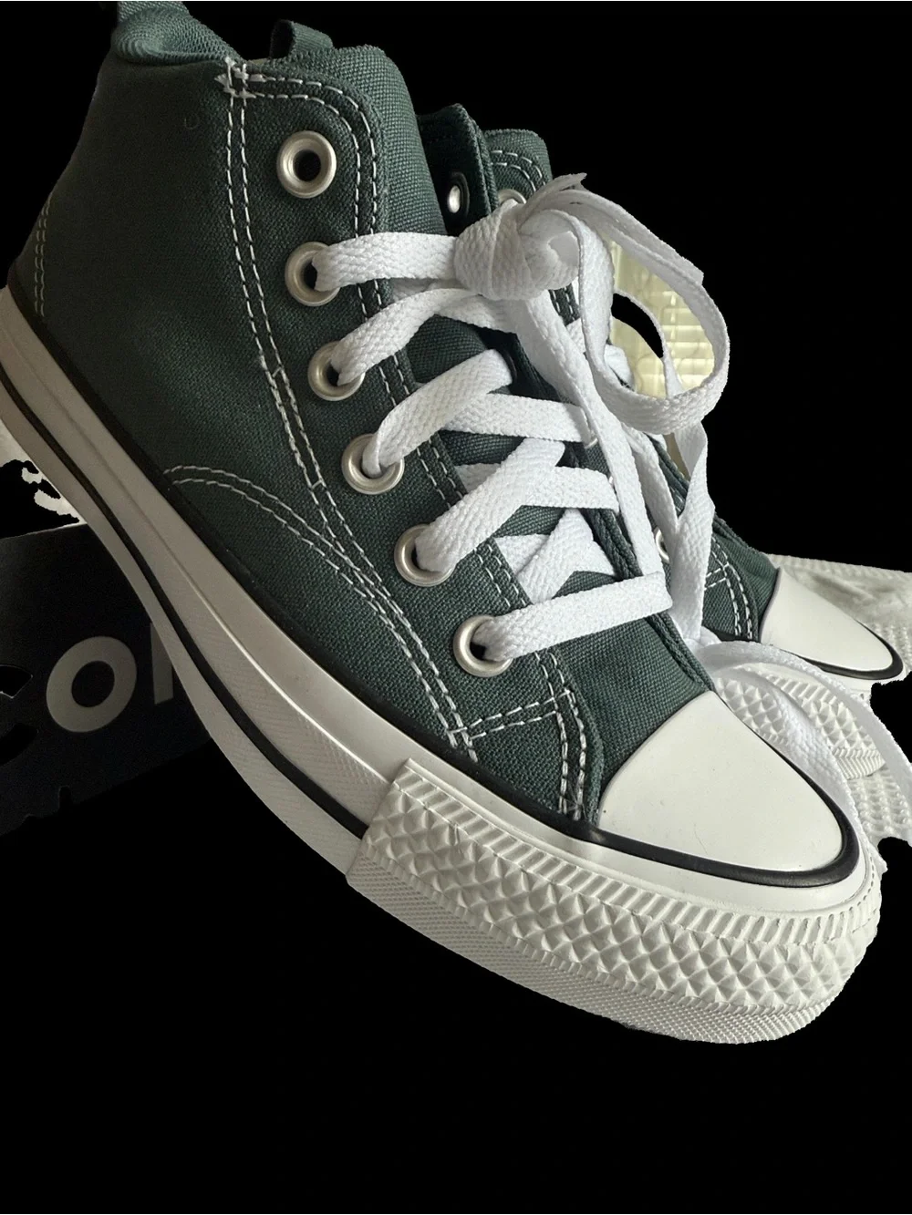 Converse Kids High-Top Sneakers in Dark Green and White