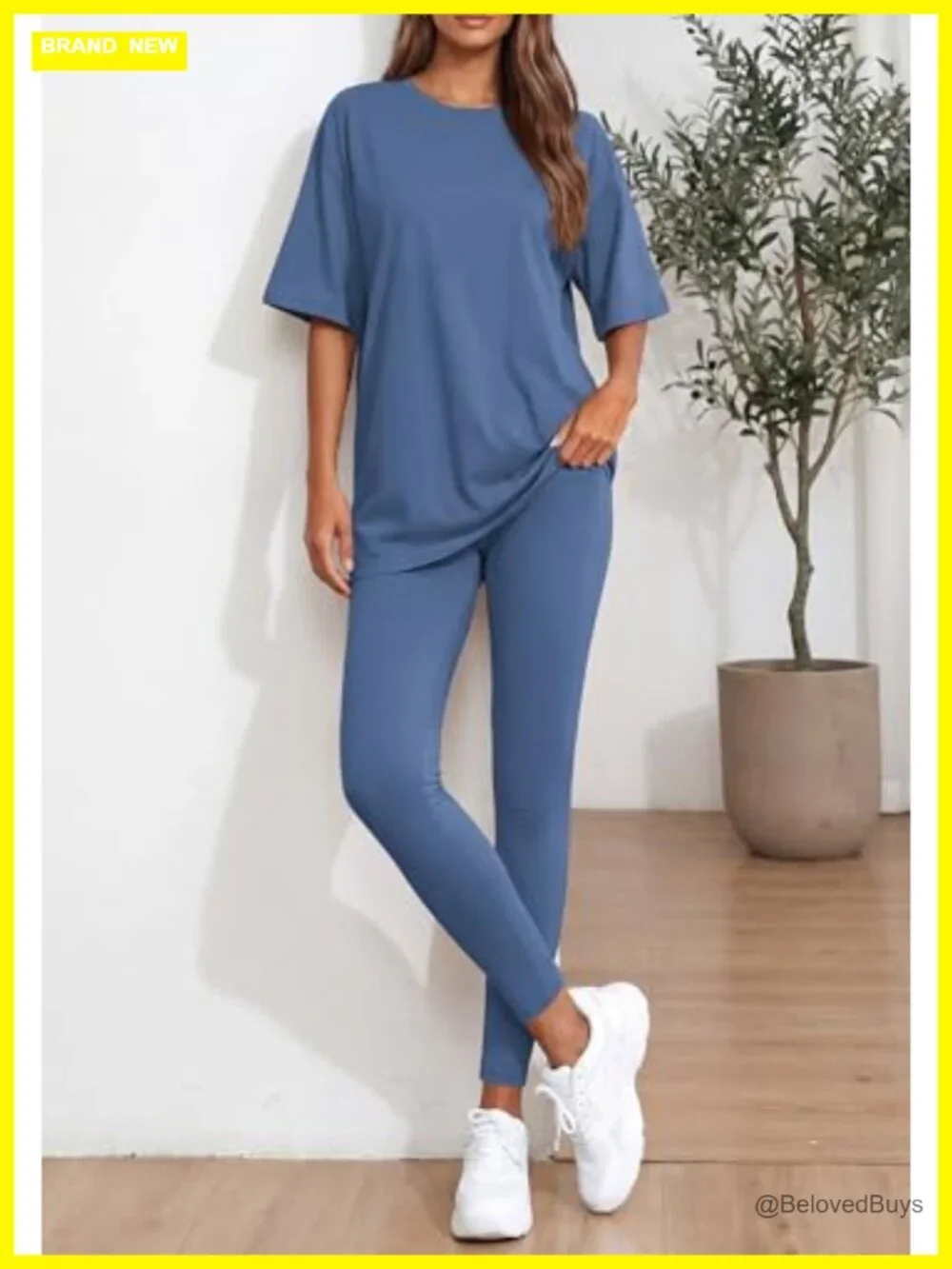 Women's Two Piece Lounge Set - Oversized Shirt & Leggings Matching Outfit
