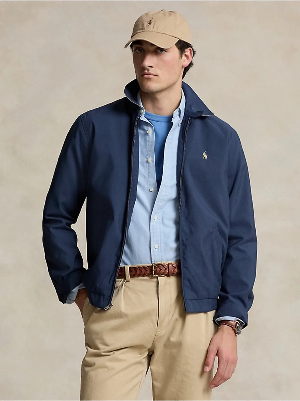 Vintage Polo Ralph Lauren Harrington Jacket Navy Blue Bi-Swing Windbreaker Large