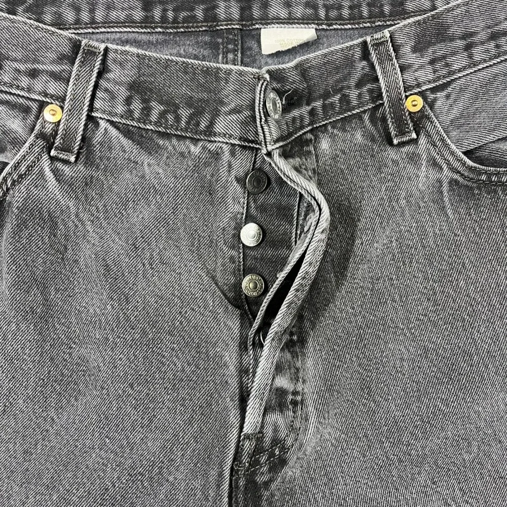 Levis 501 Original Fit Mens 38x34 Jeans Faded Black Button Fly Denim Straight
