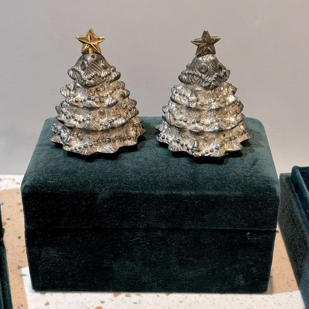 Godinger Silver Art Co. Holiday Christmas Serving Set‎ Santa Clause & Trees