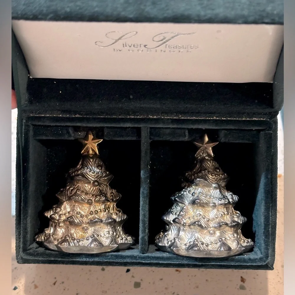 Godinger Silver Art Co. Holiday Christmas Serving Set‎ Santa Clause & Trees