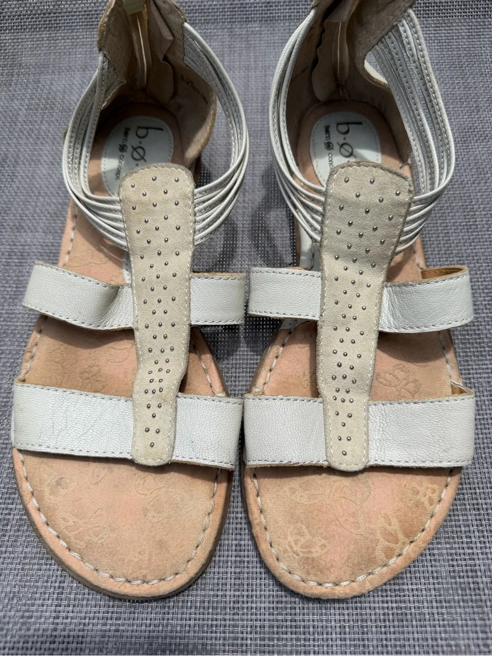 b.o.c. Women’s Cream Strappy Sandals with Stud Accents