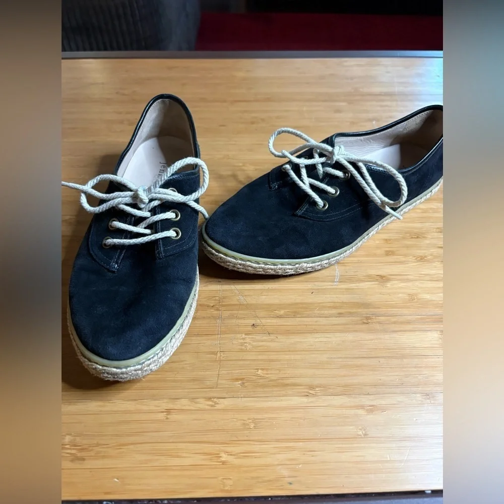 GUC Jenni Kayne Black Suede Lace Up Espadrilles. Size 37