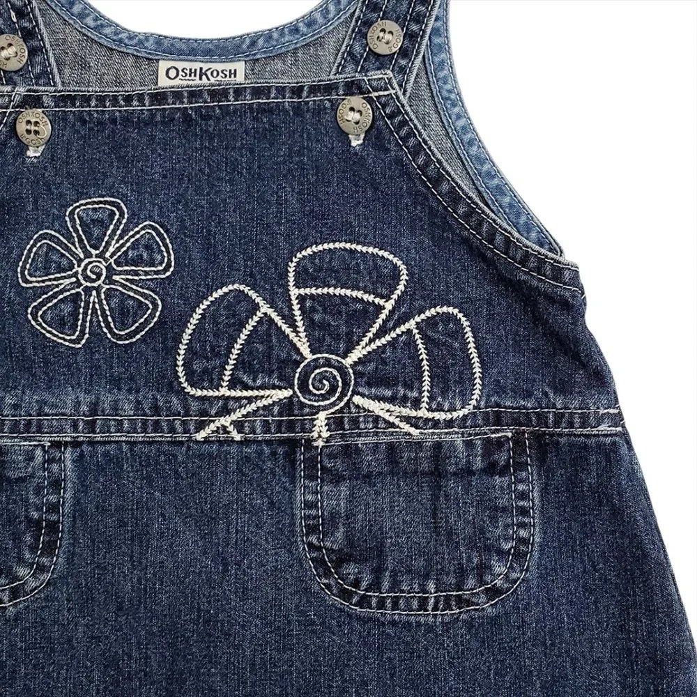 Oshkosh B'gosh Girl Denim Jumper Dress 24 Months Embroidery Blue Canada …