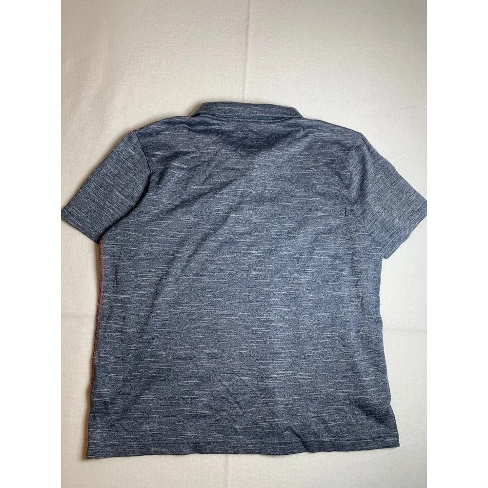 Adidas Mens‎ Large Blue Heather Space Dye Polo Shirt Orange Logo Golf Athletic