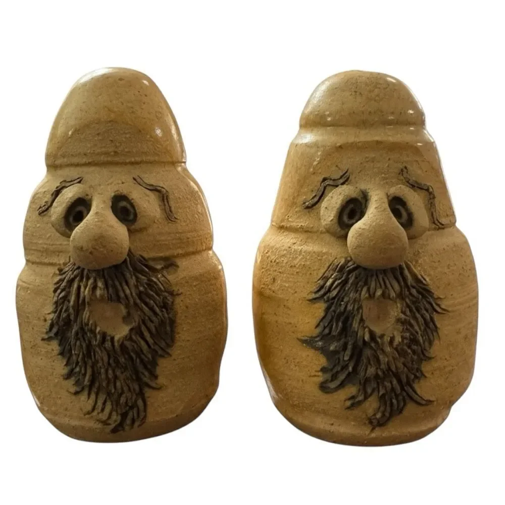 Vintage Handmade Studio Pottery Funny Face Salt and Pepper Shakers