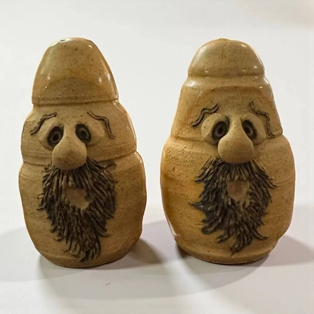 Vintage Handmade Studio Pottery Funny Face Salt and Pepper Shakers