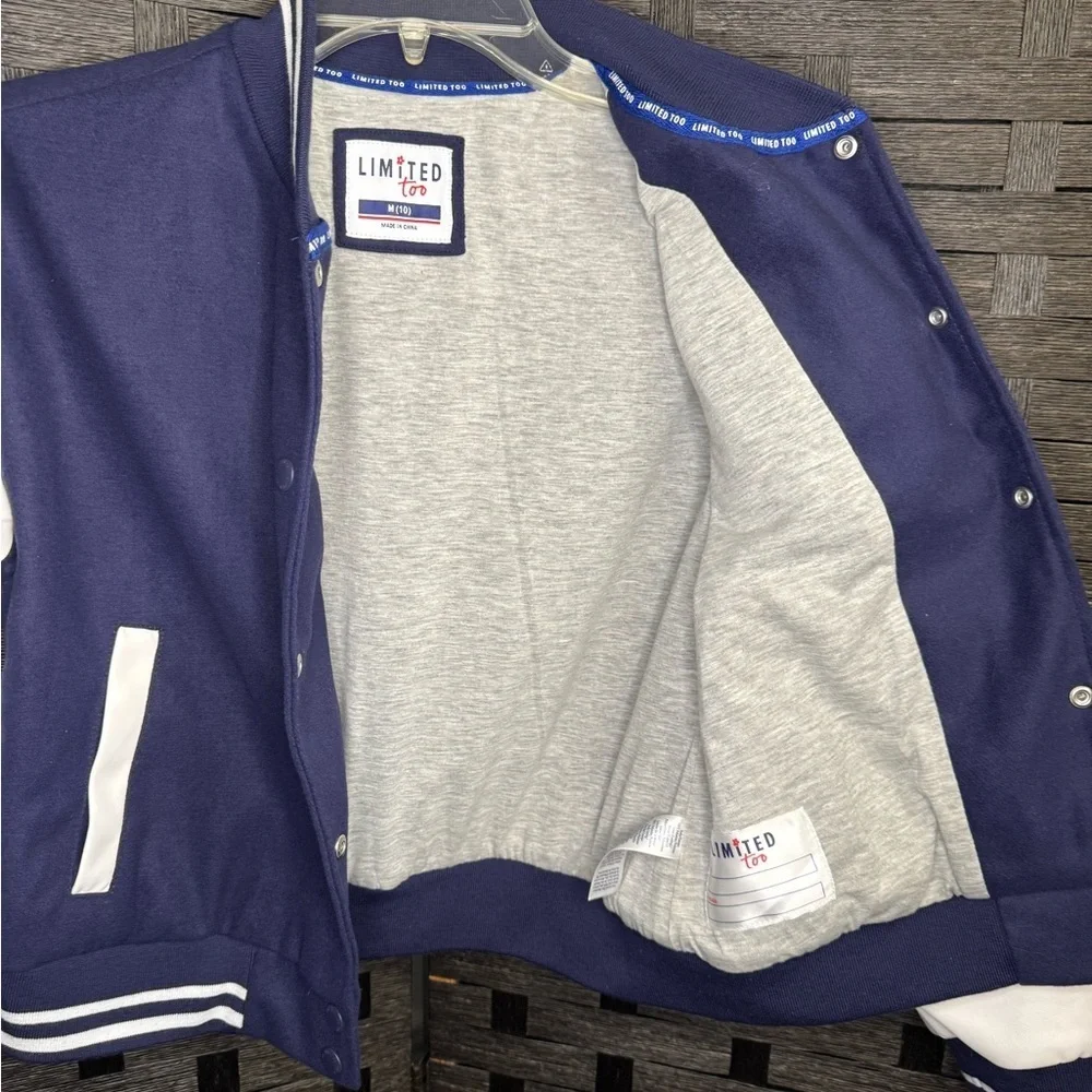 Limited Too Navy and White Varsity Jacket