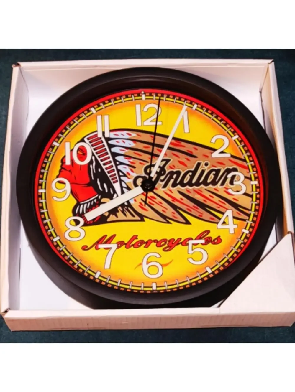 Indian Motorcycle Glow in the Dark Wall Clock Garage Shop Wall Clock NEW!!